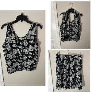 Henri Bendel Vintage Floral skirt set with scarf